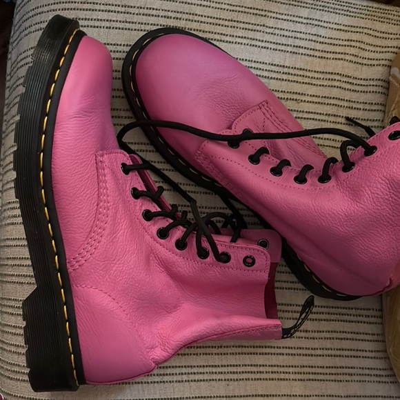 Dr. Martens Pink Leather Women's Boots - Picture 2 of 11